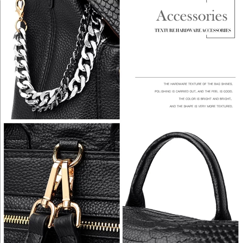 Faux Crocodile- Top Grain Leather Backpack - Picture 5 of 7